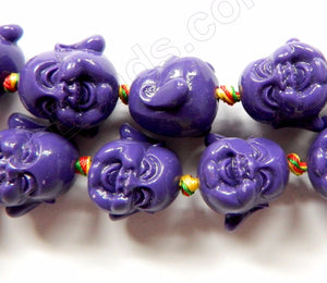 Synthetic Purple Stone  -  Carved Laughing Buddha Head