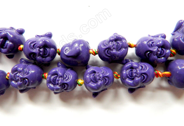 Synthetic Purple Stone  -  Carved Laughing Buddha Head