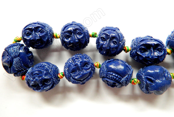 Synthetic Lapis Stone  -  Carved Wolf Man Head  13"