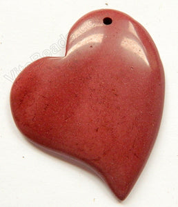 Smooth Pendant - Puff Heart Right Side Drilled Red Mookite