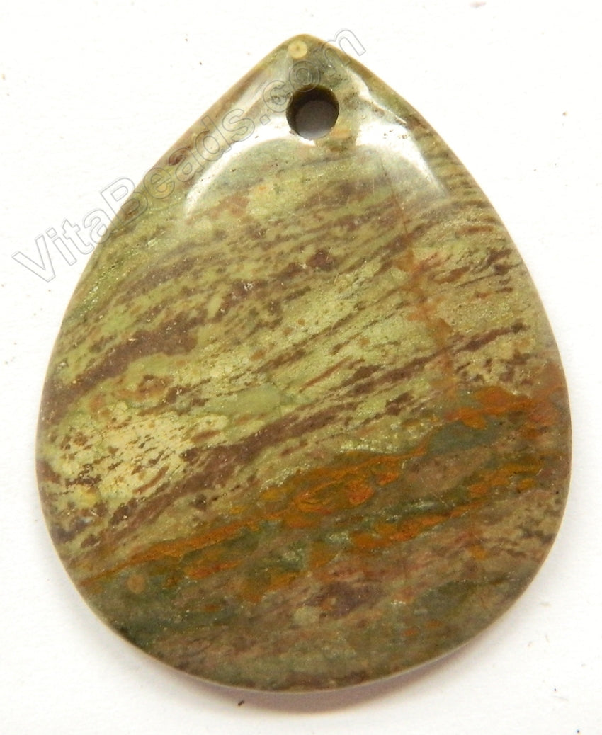 Pendant - Smooth Teardrop Green Opal Light