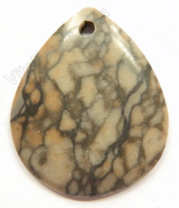 Pendant - Smooth Teardrop Chinese Green Zebra Jasper