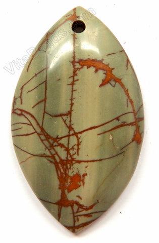 Pendant - Smooth Free Form Teardrop   Picture Agate - Blue