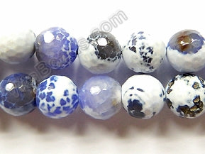 Sky Blue Fire Agate w White  -  Faceted Round  16"