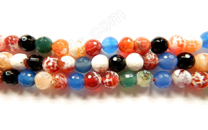 Mixed Fire Agate w/ White  -  Faceted Round