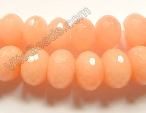 Light Yellow Peach Jade  -  Big Faceted Rondels  14"
