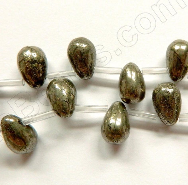 Pyrite  -  Smooth Top-drilled Teardrops 16"