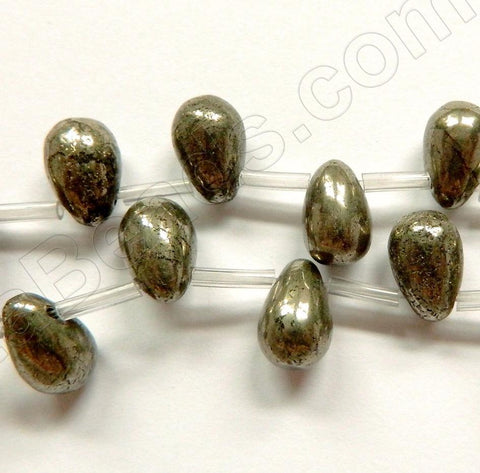 Pyrite  -  Smooth Top-drilled Teardrops 16"