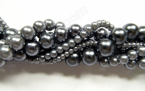 Glass Pearl   -  Dark Ash Grey  -  Smooth Round 16"