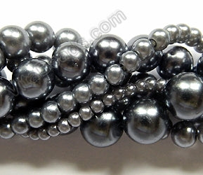 Glass Pearl   -  Dark Ash Grey  -  Smooth Round 16"