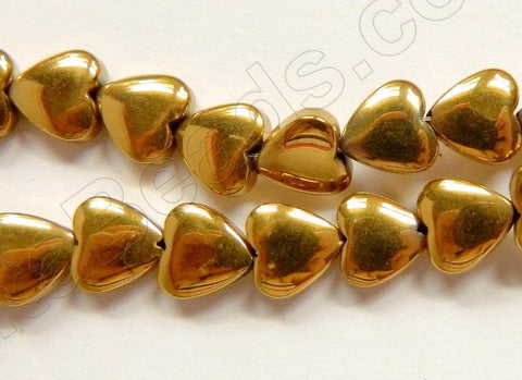 Gold Hematite  -  Puff Hearts  16"