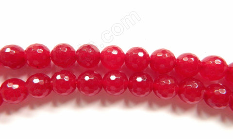 Cherry Red Jade  -  Faceted Round  16"