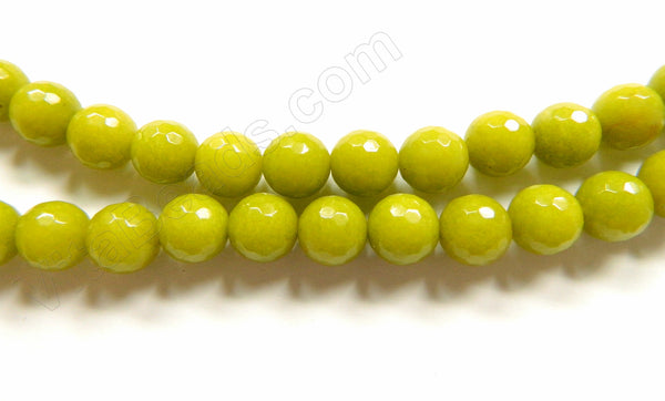 Olive Mashan Jade  -  Faceted Round 15"