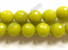 Olive Mashan Jade  -  Faceted Round 15"