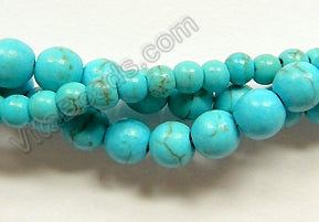 Blue Cracked Turquoise - Smooth Round Beads   16"