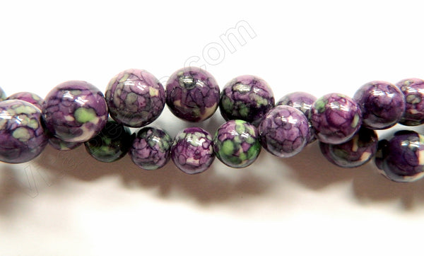 Purple Green Lilac Magnesite  -  Smooth Round Beads   16"