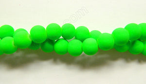Deep Neon Green Matte Glass  -  Smooth Round  15"     8 mm