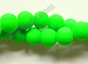 Deep Neon Green Matte Glass  -  Smooth Round  15"     8 mm