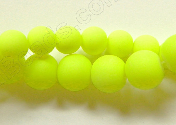 Bright Neon Yellow Matte Glass  -  Smooth Round  15"     8 mm