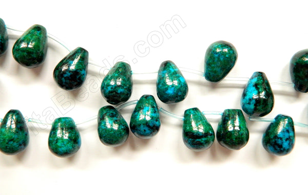 Azurite Malachite Turquoise  -  Smooth Top-drilled Teardrops 16"