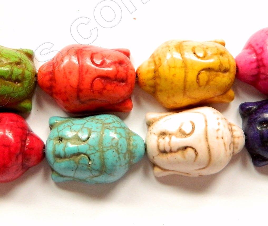 Mixed Crack Turquoise  -  Carved Buddha Head 16"