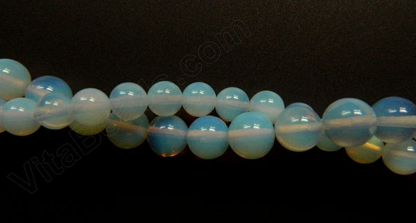 Synthetic White Opal  -  Smooth Round Beads 16"