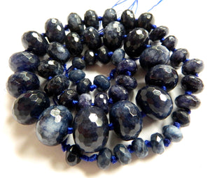 Sodalite Jade - Graduate Faceted Rondells 19"    5 x 8 mm to 13 x 18 mm