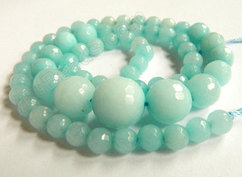 Amazonite Jade    6-14mm Graduated Faceted Round Necklace 16"