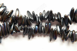 Black Agate AB Coated  -  Long Sticks 16"      6 x 20 mm