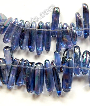 London Blue Crystal AB Coated  -  Long Sticks 16"      6 x 20 mm