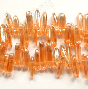 Peach Crystal AB Coated  -  Long Sticks 16"      6 x 20 mm