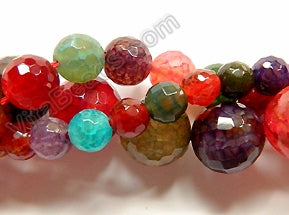 Fire Agate Dark Green Red Mix - Faceted Round 15"