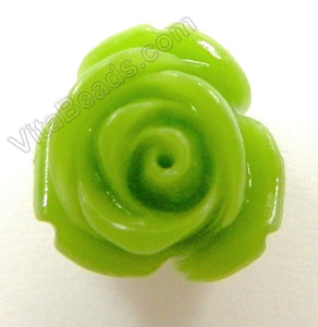 Carved Small Rose Pendant Synthetic Olive Jade