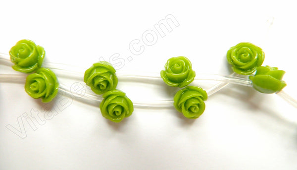 Olive Stone  -  Carved Rose Strand  10"     11 x 11 x 9 mm
