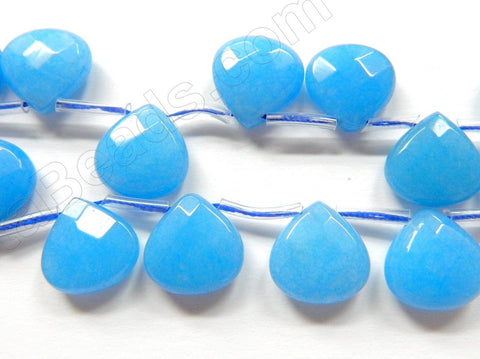 Blue Robin Jade Light  -  13mm Flat Faceted Briolette 16"