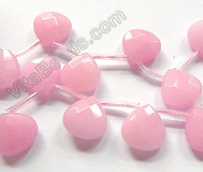 Rose Pink Jade  -  13mm Flat Faceted Briolette 16"