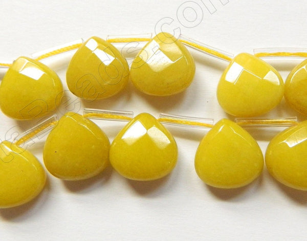 Olive Jade  -  13mm Flat Faceted Briolette 16"