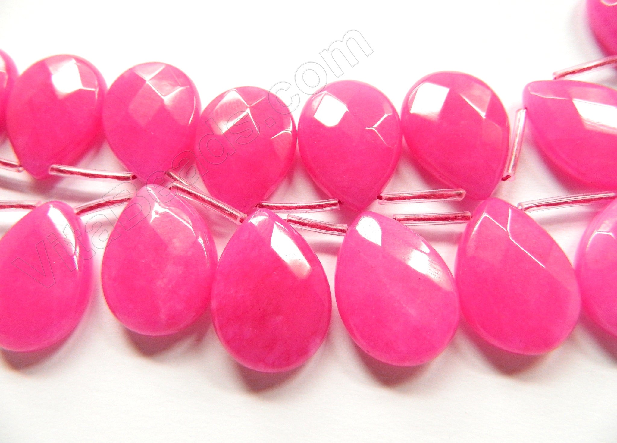 Pink Fuchsia Jade 46 -  18x25mm Faceted Flat Briolette  8"