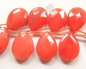 Red Peach Jade 16 -  18x25mm Faceted Flat Briolette  8"