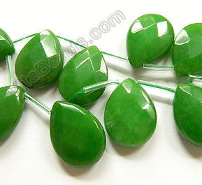 Opaque Sea Green Jade 31  -  18x25mm Faceted Flat Briolette  8"