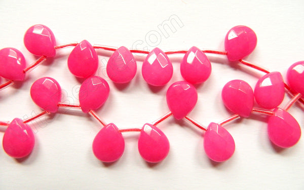 Dark Rose Fuchsia Jade 46  -  Faceted Flat Briolette