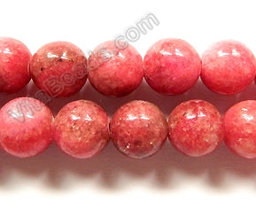 Dyed Peruvian Rhodonite  -  Smooth Round Beads  16"     10 mm