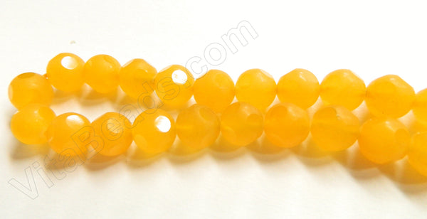 Frosted Yellow Jade  -  Faceted Dot Round 16"
