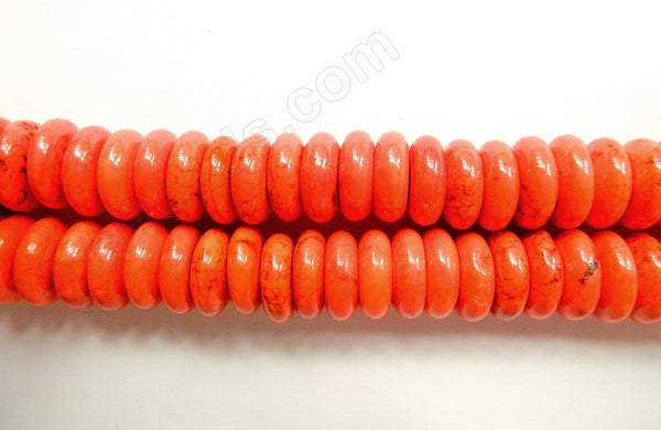 Orange Red Cracked Turquoise  -  Smooth Buttons Wheel 16"     16 x 6 mm