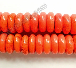 Orange Red Cracked Turquoise  -  Smooth Buttons Wheel 16"     16 x 6 mm