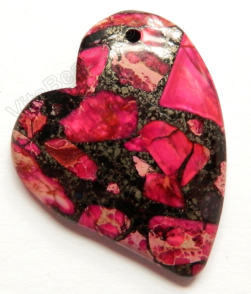 Fuchsia Prase Pyrite AA  -  Fancy Heart Pendant