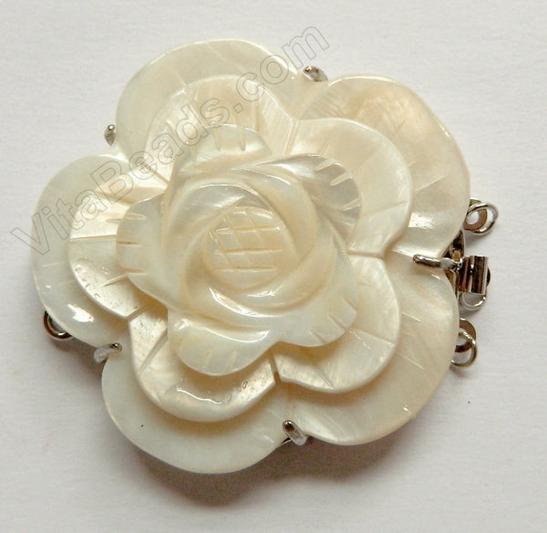 Jumbo Shell Clasps - Cream Layer Rose For Tripe Strand