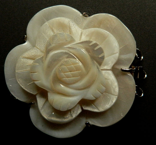 Jumbo Shell Clasps - Cream Layer Rose For Tripe Strand