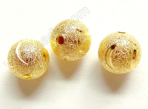 Gold Plated Copper Stardust Round Beads - Crescent Cut