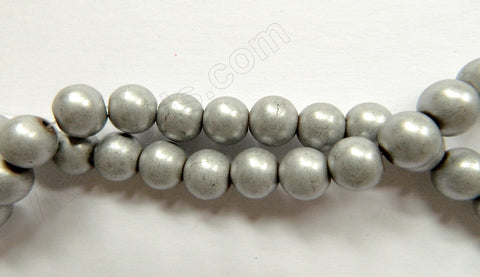 Silvery Hematite  -  Smooth Round Beads  16"